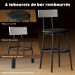 Table de bar Selelia avec 4 tabourets acier blanc