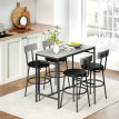 Table de bar Selelia avec 4 tabourets acier blanc