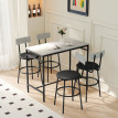 Table de bar Selelia avec 4 tabourets acier blanc