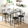 Table de bar Selelia avec 4 tabourets acier blanc