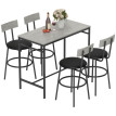 Table de bar Selelia avec 4 tabourets acier blanc