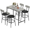 Table de bar Selelia avec 4 tabourets acier blanc