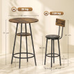Table de bar Aubaer industrielle avec 2 tabourets brun rustique