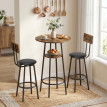 Table de bar Aubaer industrielle avec 2 tabourets brun rustique
