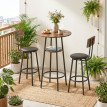 Table de bar Aubaer industrielle avec 2 tabourets brun rustique