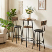 Table de bar Aubaer industrielle avec 2 tabourets brun rustique