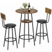 Table de bar Aubaer industrielle avec 2 tabourets brun rustique