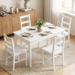 Ensemble repas Lumet table rectangulaire 4 chaises bois massif blanc