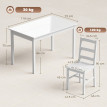 Ensemble repas Lumet table rectangulaire 4 chaises bois massif blanc