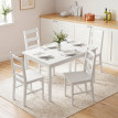 Ensemble repas Lumet table rectangulaire 4 chaises bois massif blanc
