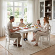 Ensemble repas Lumet table rectangulaire 4 chaises bois massif blanc