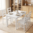 Ensemble repas Lumet table rectangulaire 4 chaises bois massif blanc