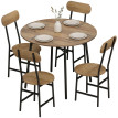 Lorer Set repas 5 pièces table ronde et chaises bois noir