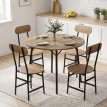 Lorer Set repas 5 pièces table ronde et chaises bois noir