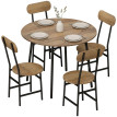 Lorer Set repas 5 pièces table ronde et chaises bois noir