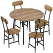 Lorer Set repas 5 pièces table ronde et chaises bois noir