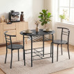 Produit Ylueo Ensemble salle à manger 2 personnes table cuisine effet marbre noir