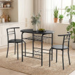 Produit Ylueo Ensemble salle à manger 2 personnes table cuisine effet marbre noir