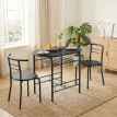 Produit Ylueo Ensemble salle à manger 2 personnes table cuisine effet marbre noir