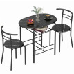 Produit Ylueo Ensemble salle à manger 2 personnes table cuisine effet marbre noir