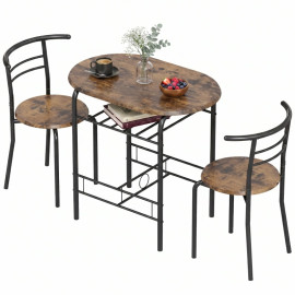 Teranova Ensemble salle à manger 2 personnes table chaises rangement brun rustique