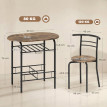 Teranova Ensemble salle à manger 2 personnes table chaises rangement brun rustique
