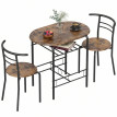 Teranova Ensemble salle à manger 2 personnes table chaises rangement brun rustique