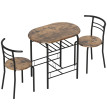 Teranova Ensemble salle à manger 2 personnes table chaises rangement brun rustique