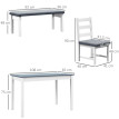 Dorel Ensemble table à manger 4 pièces banc chaises gris blanc