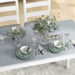 Dorel Ensemble table à manger 4 pièces banc chaises gris blanc