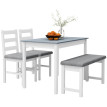 Dorel Ensemble table à manger 4 pièces banc chaises gris blanc