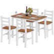 Table à manger Tales ensemble 4 chaises pin massif marron blanc