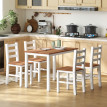 Table à manger Tales ensemble 4 chaises pin massif marron blanc
