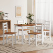 Table à manger Tales ensemble 4 chaises pin massif marron blanc