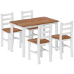 Table à manger Tales ensemble 4 chaises pin massif marron blanc