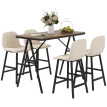 Ensemble de bar Keres table 4 chaises capitonnées aspect lin beige
