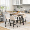 Ensemble de bar Keres table 4 chaises capitonnées aspect lin beige