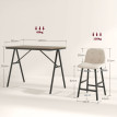 Ensemble de bar Keres table 4 chaises capitonnées aspect lin beige