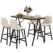Ensemble de bar Keres table 4 chaises capitonnées aspect lin beige