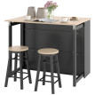 Ensemble de bar Peronel table pliable tabourets rangement noir chêne