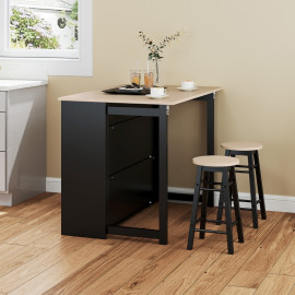 Ensemble de bar Peronel table pliable tabourets rangement noir chêne