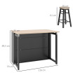Ensemble de bar Peronel table pliable tabourets rangement noir chêne