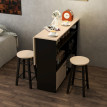 Ensemble de bar Peronel table pliable tabourets rangement noir chêne