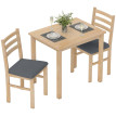Lorvay Ensemble table à manger 3 pièces gain de place bois naturel gris