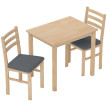 Lorvay Ensemble table à manger 3 pièces gain de place bois naturel gris