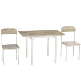 Kerier Ensemble repas pliant table et 2 chaises blanc naturel