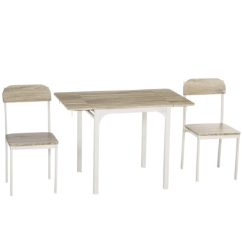 Kerier Ensemble repas pliant table et 2 chaises blanc naturel