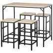 Produit Orras Table haute industrielle avec 4 tabourets chêne clair noir