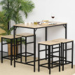 Produit Orras Table haute industrielle avec 4 tabourets chêne clair noir
