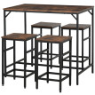 Produit Orras Table haute industrielle avec 4 tabourets chêne clair noir